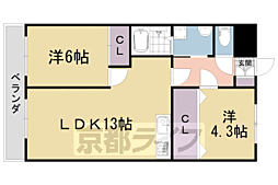 ヒルズシンメイ 2LDKの間取図画像