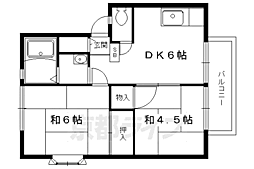 メゾンドヤーブB 2DKの間取図画像
