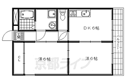ヴィヨーム京都北大路 2DKの間取図画像