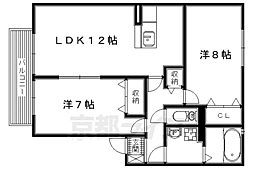 エストコリーヌ2番館 2LDKの間取図画像