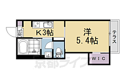 ドミール深草 1Kの間取図画像