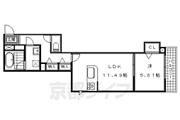 シャーメゾンレ・ボワ 1LDKの間取図画像