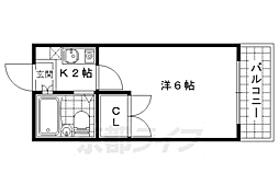 レジデンス勧修寺 1Kの間取図画像