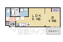 Casa Wood 丹波橋 1LDKの間取図画像