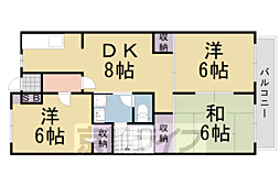 サンク・メルベーユ並河 3DKの間取図画像