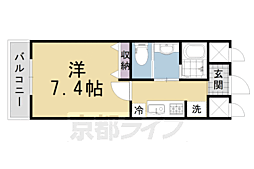 ドミール長岡京 1Kの間取図画像