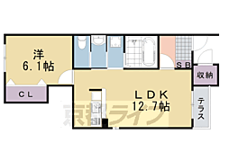 アルカンシエル 1LDKの間取図画像