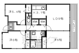 シャルム楠葉 3LDKの間取図画像