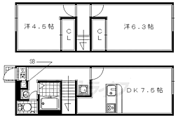 レオパレスヴィラパルク弐番館 2DKの間取図画像