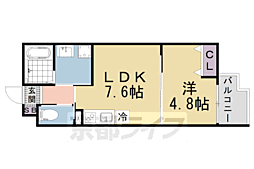 LEI椥辻 1LDKの間取図画像