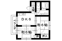 セジュール鷺の森 2DKの間取図画像