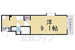 ヴィヨーム京都丹波橋 1Kの間取図画像