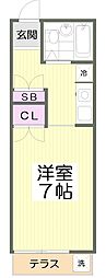 西武新宿線 新井薬師前駅 徒歩3分の賃貸アパート 1階1Kの間取り