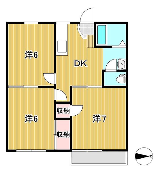 コーラルハウス 203｜茨城県日立市東多賀町４丁目(賃貸アパート3DK・2階・46.10㎡)の写真 その2