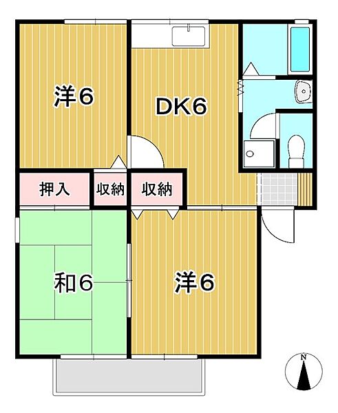 リバティータウン 201｜茨城県日立市多賀町３丁目(賃貸アパート3DK・2階・55.40㎡)の写真 その2