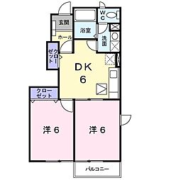 ヴェルカーザ1 2DKの間取図画像