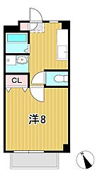 サンハイムB 1Kの間取図画像