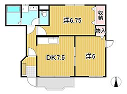 シューペルブ 2DKの間取図画像