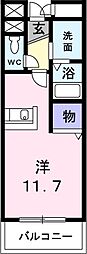 メゾングラシュ2 ワンルームの間取図画像