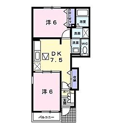 カーサ.ヴィオラ 2DKの間取図画像