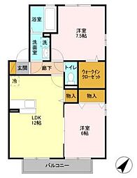 リビングタウン東海C 2LDKの間取図画像