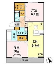 コスモパークA 2DKの間取図画像