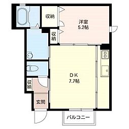 サニーウェル 1DKの間取図画像