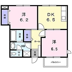 ジャルディーノKEN 2DKの間取図画像