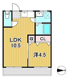 ヤママス東 1LDKの間取図画像