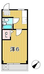 青葉ハイツ 1Kの間取図画像