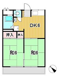 サンパール葉月 2DKの間取図画像