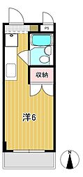 エジリスカイコート ワンルームの間取図画像