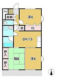 グランペールマンション 3DKの間取図画像