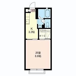 コンフォール 1Kの間取図画像