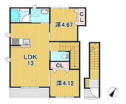 レーガベーネ金沢町B棟 2LDKの間取図画像