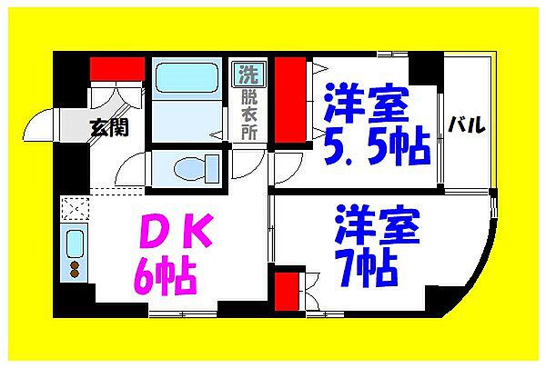 東京都江戸川区中葛西３丁目(賃貸マンション2DK・4階・42.03㎡)の写真 その2
