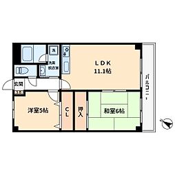 エバーグリーン 2LDKの間取図画像