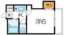 ラ・フィーヌエノモト 1Kの間取図画像