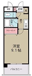 リバレイン 1Kの間取図画像