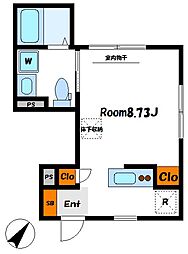 kasta ワンルームの間取図画像