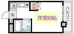 アーバンハイム江渡 4階ワンルームの間取り