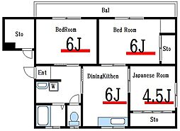 ヴィレット・コート 3DKの間取図画像