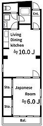 サンハイツ小林 1LDKの間取図画像