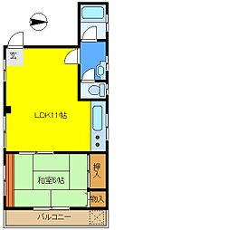 第2小林ビル 1LDKの間取図画像