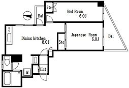 第二銀マンション 2DKの間取図画像