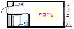 ベルガーデンハイツ ワンルームの間取図画像