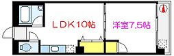 ウエダビルコーポウエダ 1LDKの間取図画像