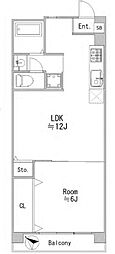 関屋ステーションハイツ 1LDKの間取図画像