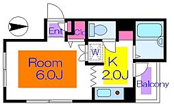 アダージョ 1Kの間取図画像