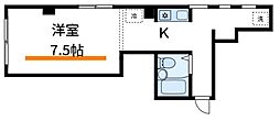 梅田ビル 1Kの間取図画像